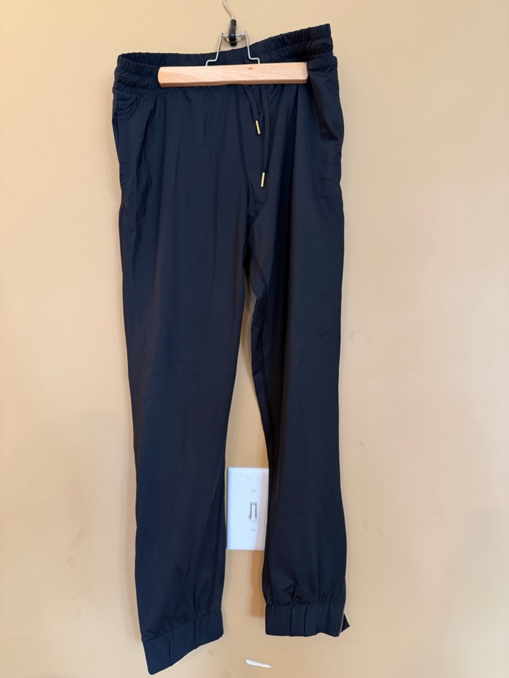 ZYIA Women's Black Track Joggers with Elastic Cuffs and cute zippers